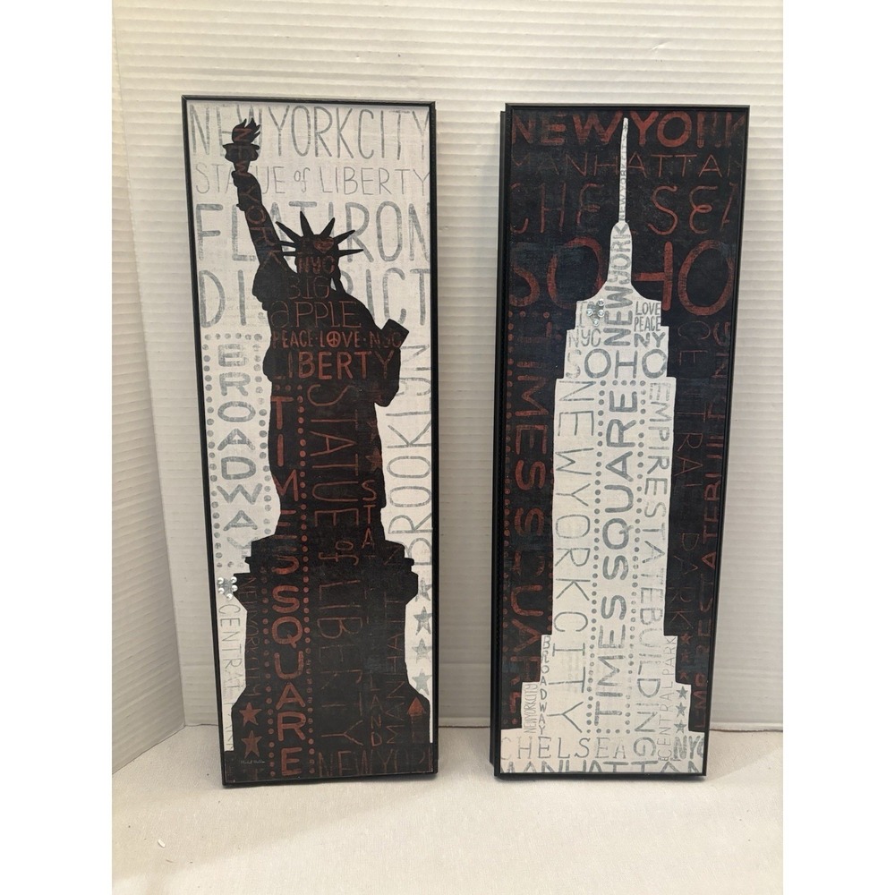 Michael Mullen New York City Prints Statue of Liberty&Empire State Building 18x6